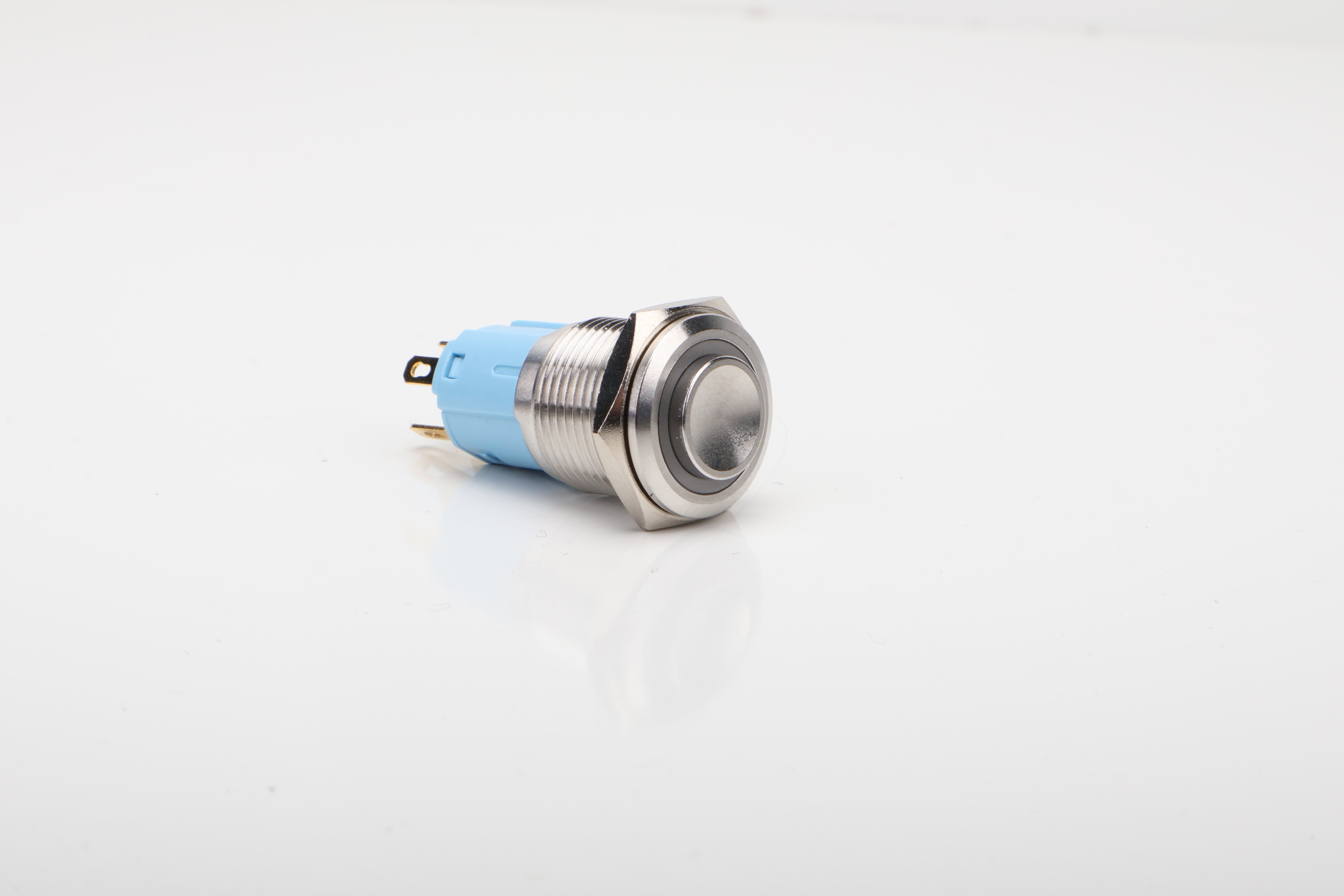 16mm Sliver Momentary Push Button With Blue Halo