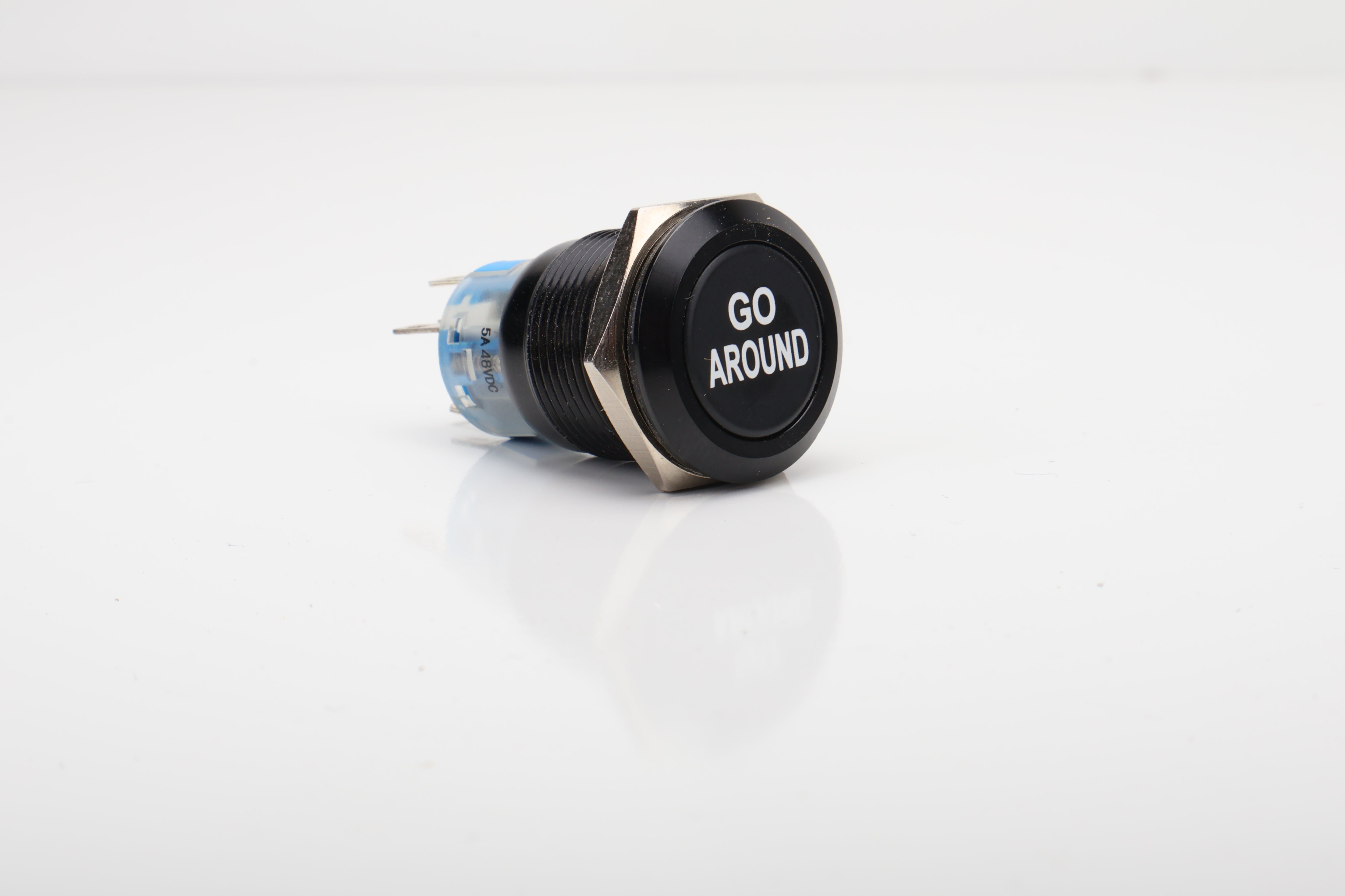 19mm Black Go Around Button With White Backlight