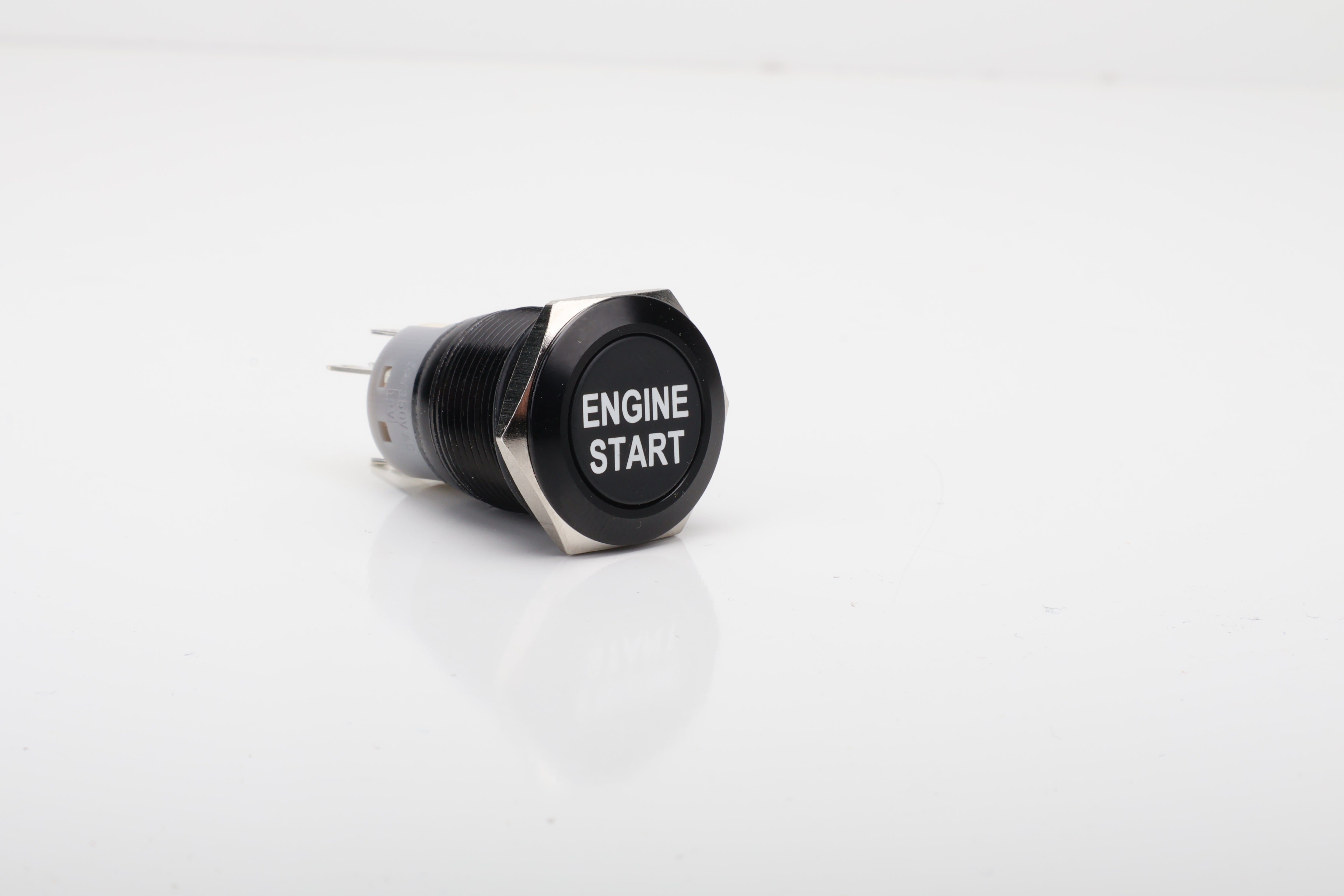 19mm Black Engine Start Push Button With White Backlight